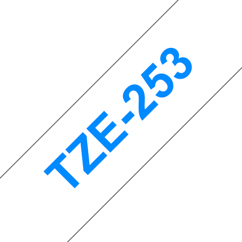 TZe-253 24mm Beyaz üzerine Mavi Laminasyonlu Etiket (TZe Tape)