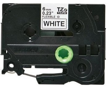 TZe-FX211 6mm Beyaz üzerine Siyah Esnek Laminasyonlu Etiket (TZe Tape)