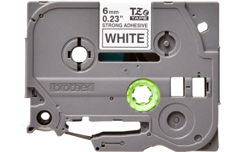 TZe-S211 6mm Beyaz üzerine Siyah Güçlü Yapışkanlı Laminasyonlu Etiket (TZe Tape)