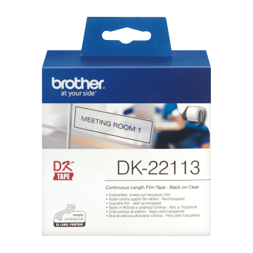 DK-22113 62mm Şeffaf, Sürekli Form Dayanıklı Film Etiket, 15 Metre (DK Serisi, Termal)