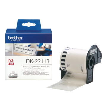 DK-22113 62mm Şeffaf, Sürekli Form Dayanıklı Film Etiket, 15 Metre (DK Serisi, Termal)