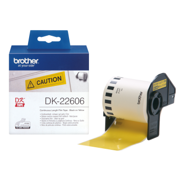 DK-22606 62mm Sarı, Sürekli Form, Dayanıklı Film Etiket, 15 Metre (DK Serisi, Termal)