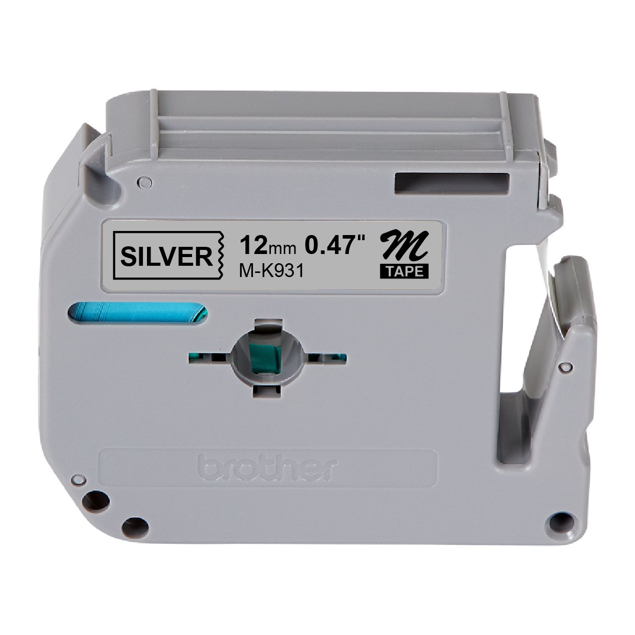 M-K931 12mm Gümüş üzerine Siyah Etiket (M-Tape)