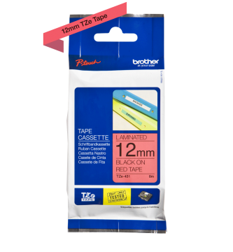 TZe-431 12mm Kırmızı üzerine Siyah Laminasyonlu Etiket (TZe Tape)