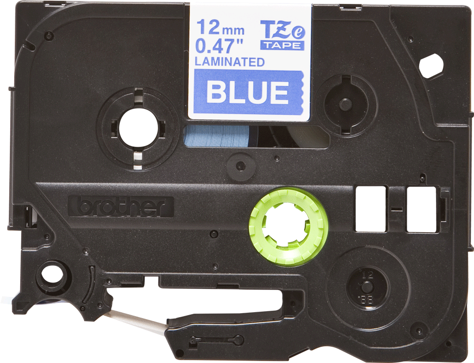 TZe-535 12mm Mavi üzerine Beyaz Laminasyonlu Etiket (TZe Tape)