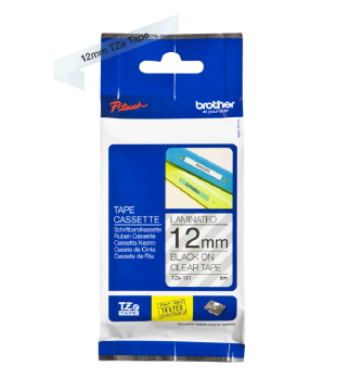 TZe-131 12mm Şeffaf üzerine Siyah Laminasyonlu Etiket (TZe Tape)