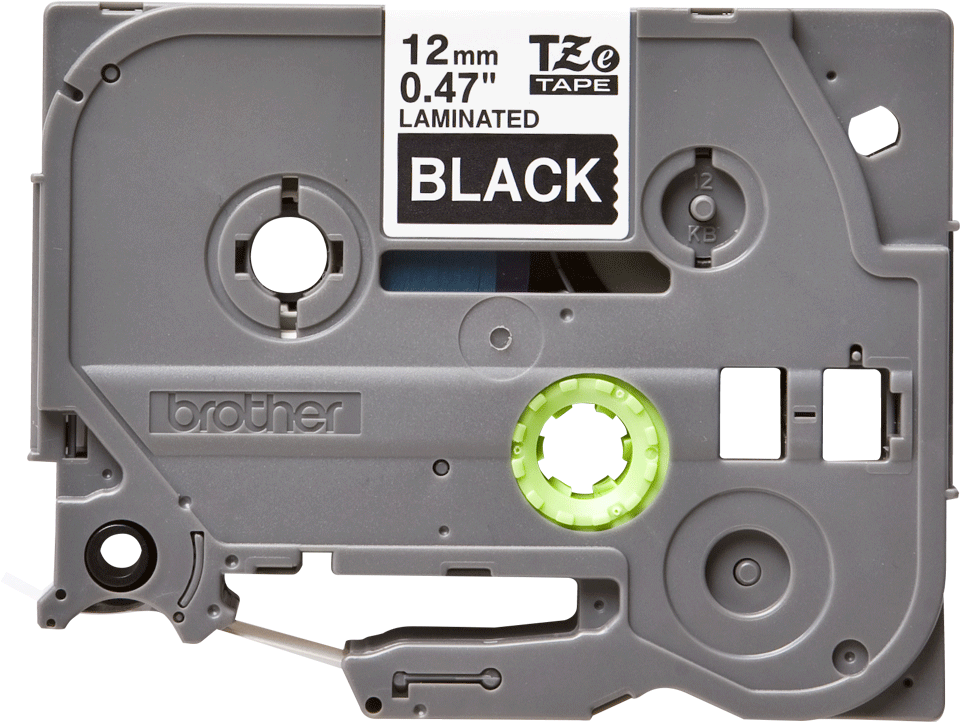TZe-335 12mm Siyah üzerine Beyaz Laminasyonlu Etiket (TZe Tape)