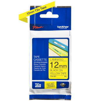TZe-631 12mm Sarı üzerine Siyah Laminasyonlu Etiket (TZe Tape)