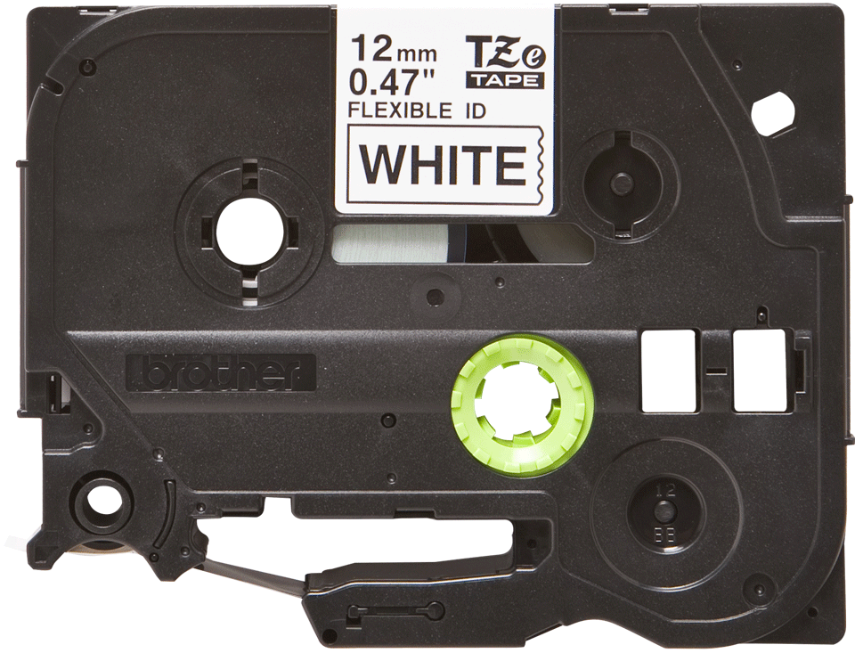 TZe-FX231 12mm Beyaz üzerine Siyah Esnek Laminasyonlu Etiket (TZe Tape)
