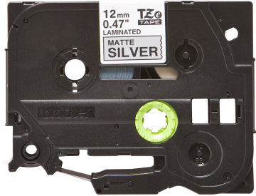 TZe-M931 12mm Mat Gümüş üzerine Siyah Laminasyonlu Etiket (TZe Tape)