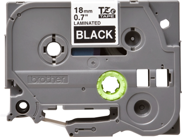 TZe-345 18mm Siyah üzerine Beyaz Laminasyonlu Etiket (TZe Tape)