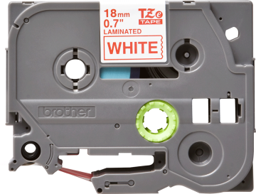 TZe-242 18mm Beyaz üzerine Kırmızı Laminasyonlu Etiket (TZe Tape)