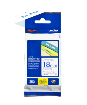 TZe-243 18mm Beyaz üzerine Mavi Laminasyonlu Etiket (TZe Tape)
