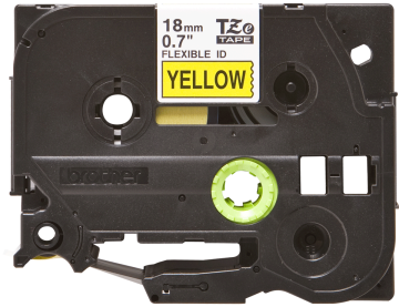 TZe-FX641 18mm Sarı üzerine Siyah Esnek Laminasyonlu Etiket (TZe Tape)