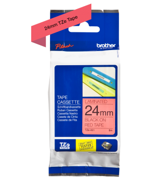 TZe-451 24mm Kırmızı üzerine Siyah Laminasyonlu Etiket (TZe Tape)