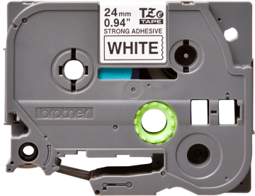 TZe-S251 24mm Beyaz üzerine Siyah Güçlü Yapışkanlı Laminasyonlu Etiket (TZe Tape)