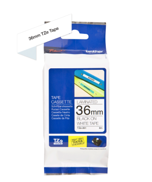 TZe-261 36mm Beyaz üzerine Siyah Laminasyonlu Etiket (TZe Tape)