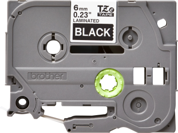 TZe-315 6 mm Siyah üzerine Beyaz Laminasyonlu Etiket (TZe Tape)