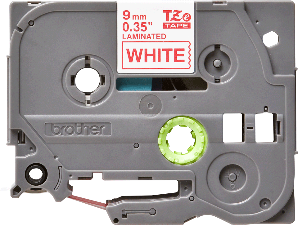 TZe-222 9mm Beyaz üzerine Kırmızı Laminasyonlu Etiket (TZe Tape)