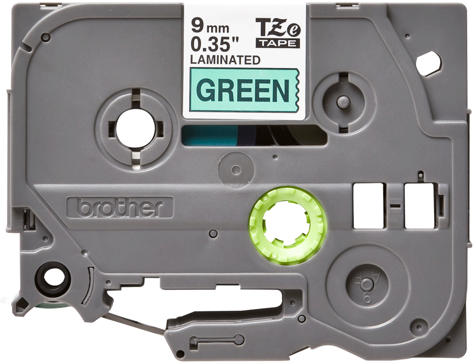 TZe-721 9mm Yeşil üzerine Siyah Laminasyonlu Etiket (TZe Tape)