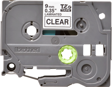 TZe-121 9mm Şeffaf üzerine Siyah Laminasyonlu Etiket (TZe Tape)