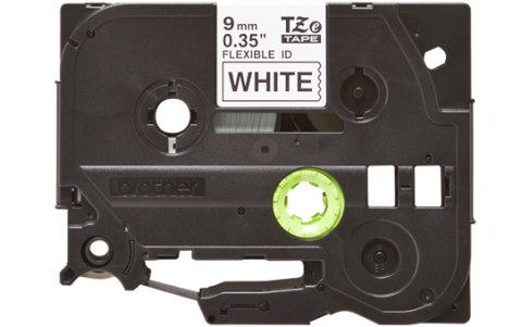 TZe-FX221 9mm Beyaz üzerine Siyah Esnek Laminasyonlu Etiket (TZe Tape)