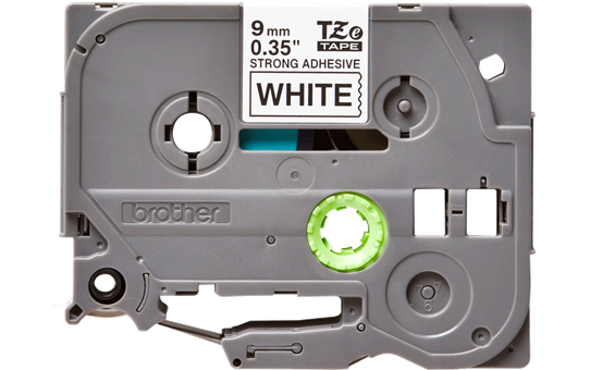 TZe-S221 9mm Beyaz üzerine Siyah Güçlü Yapışkanlı Laminasyonlu Etiket (TZe Tape)