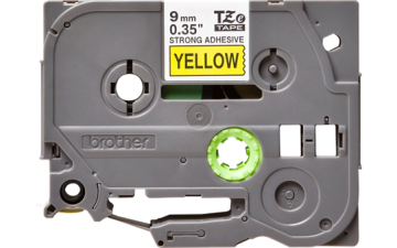 TZe-S621 9mm Sarı üzerine Siyah Güçlü Yapışkanlı Laminasyonlu Etiket (TZe Tape)
