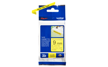 TZe-S621 9mm Sarı üzerine Siyah Güçlü Yapışkanlı Laminasyonlu Etiket (TZe Tape)