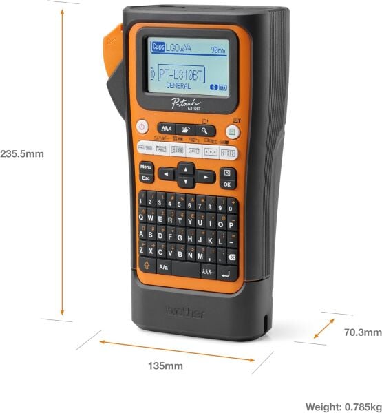 PT-E310BTVP Taşınabilir Endüstriyel Etiket Yazıcı (6-18 mm, TZe Serisi, Bluetooth)