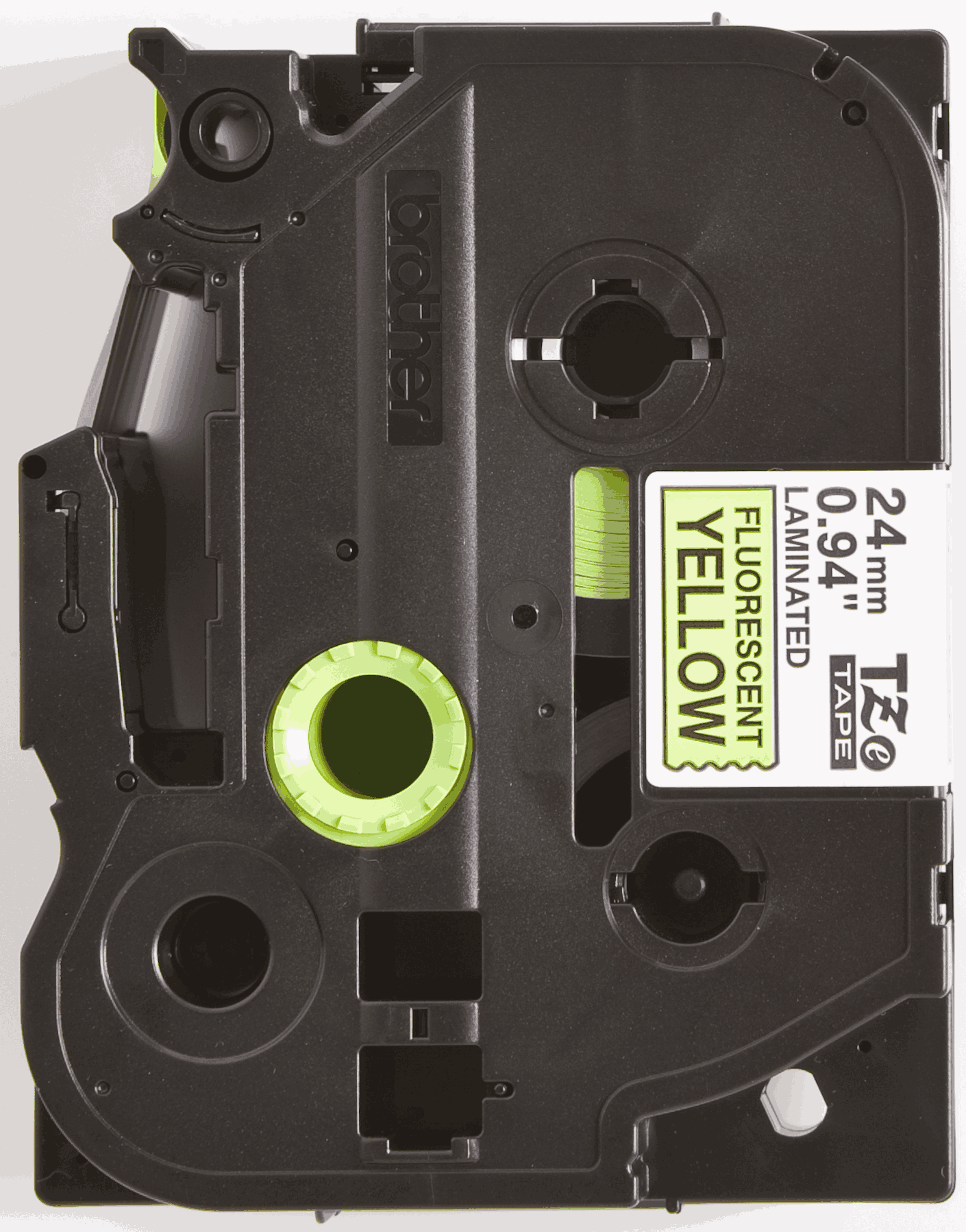 TZe-C51 24mm Fosforlu Sarı üzerine Siyah Laminasyonlu Etiket (TZe Tape)