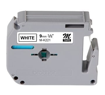 M-K221 9mm Beyaz üzerine Siyah Etiket (M-Tape)