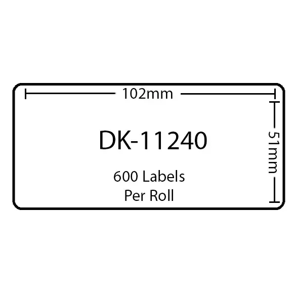 DK-11240 102mm x 51mm 600 Adet Beyaz (DK Serisi, Termal)