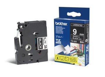 TZ-325 9mm Siyah üzerine Beyaz Laminasyonlu Etiket